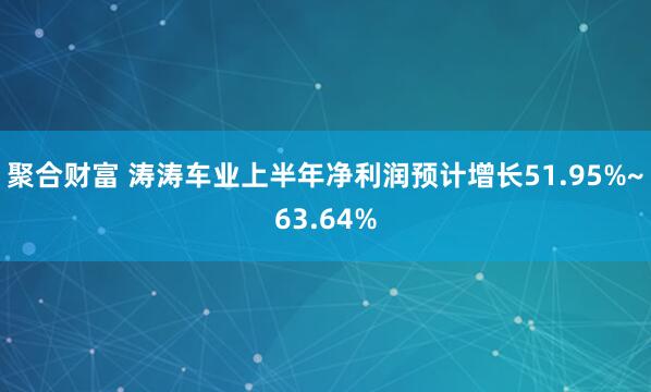 聚合财富 涛涛车业上半年净利润预计增长51.95%~63.64%